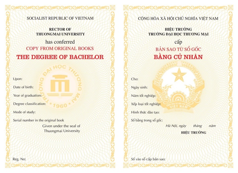 phôi gốc bằng đại học thương mại